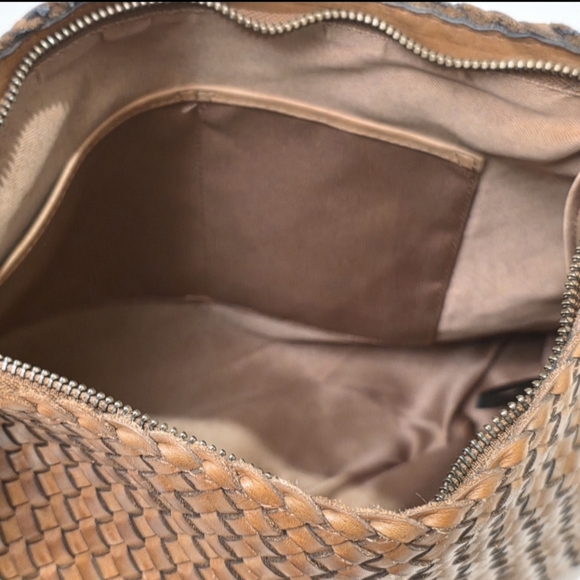 Aspen Woven Shoulder Bag Leather Basket Weave Handbag Women’s Brown Cognac *EUC* - Picture 12 of 13